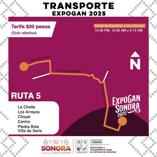 Gobierno de Sonora ofrecerá transporte público especial nocturno durante la ExpoGan